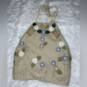 NWT Aerie Crochet High Neck Halter Top